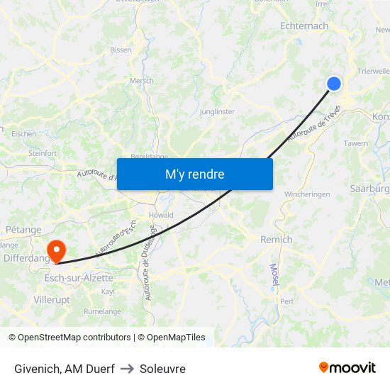 Givenich, AM Duerf to Soleuvre map