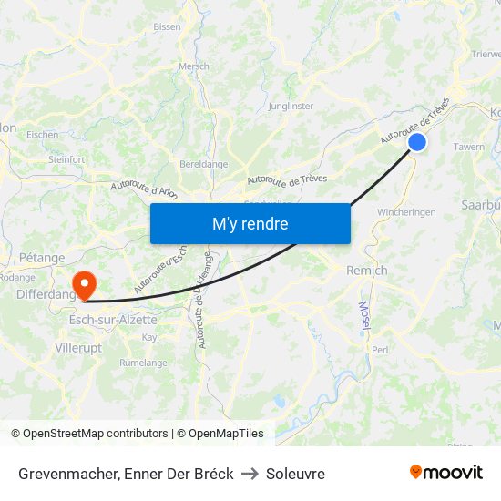 Grevenmacher, Enner Der Bréck to Soleuvre map