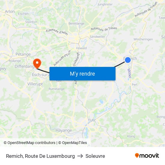 Remich, Route De Luxembourg to Soleuvre map