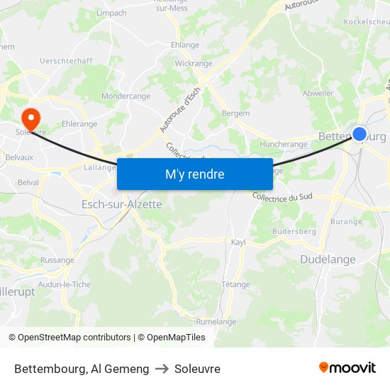 Bettembourg, Al Gemeng to Soleuvre map
