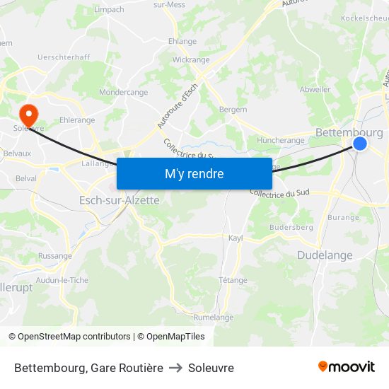 Bettembourg, Gare Routière to Soleuvre map