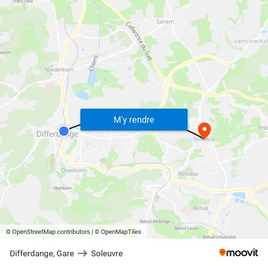 Differdange, Gare to Soleuvre map