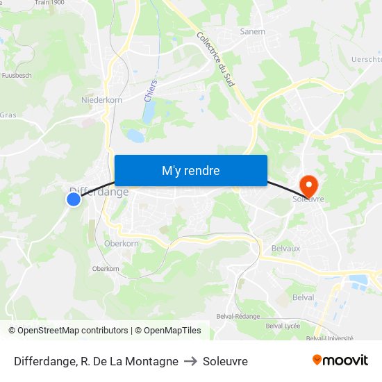 Differdange, R. De La Montagne to Soleuvre map