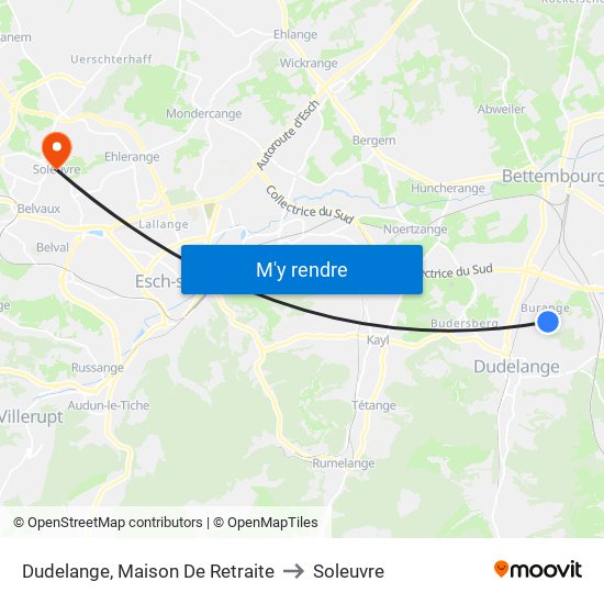 Dudelange, Maison De Retraite to Soleuvre map