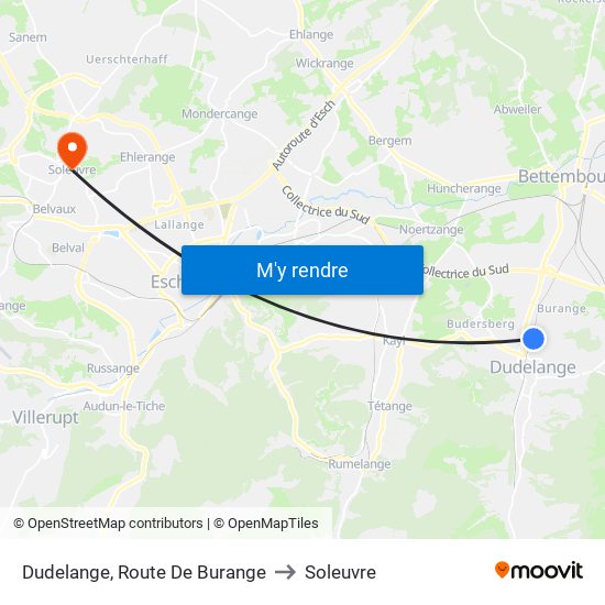 Dudelange, Route De Burange to Soleuvre map