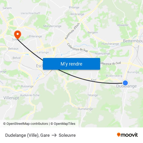 Dudelange (Ville), Gare to Soleuvre map