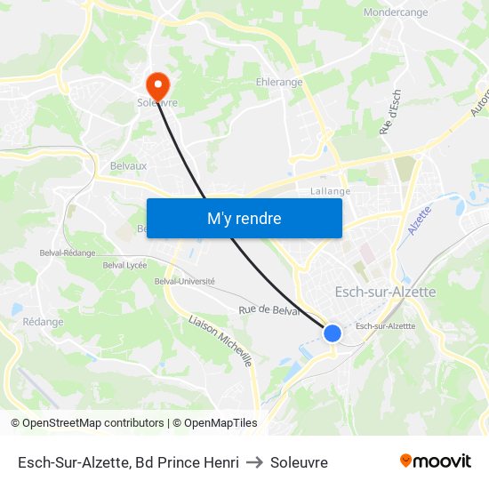 Esch-Sur-Alzette, Bd Prince Henri to Soleuvre map