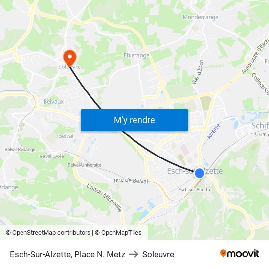 Esch-Sur-Alzette, Place N. Metz to Soleuvre map
