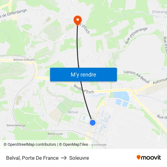 Belval, Porte De France to Soleuvre map