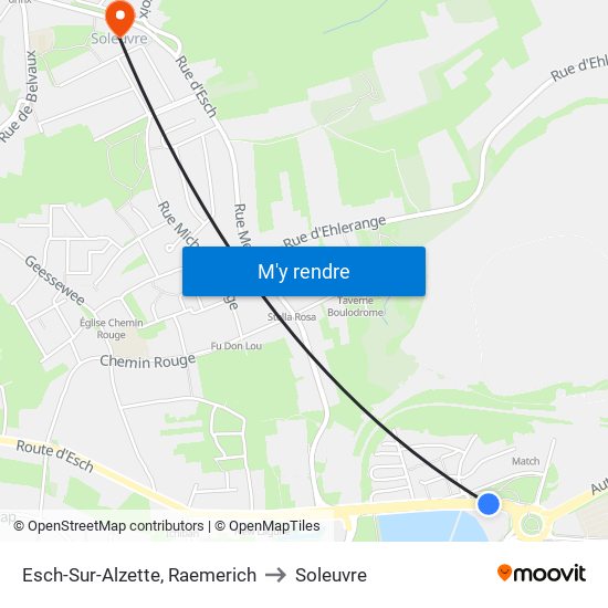 Esch-Sur-Alzette, Raemerich to Soleuvre map