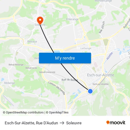 Esch-Sur-Alzette, Rue D'Audun to Soleuvre map