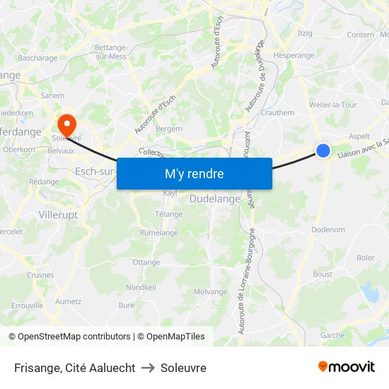 Frisange, Cité Aaluecht to Soleuvre map
