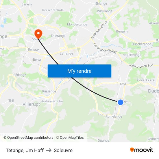 Tétange, Um Haff to Soleuvre map