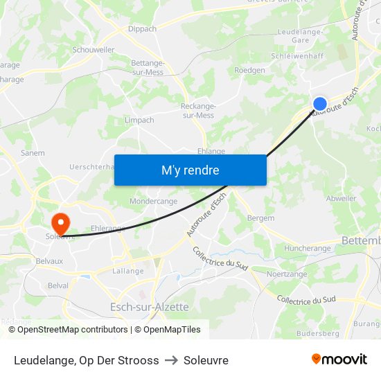 Leudelange, Op Der Strooss to Soleuvre map