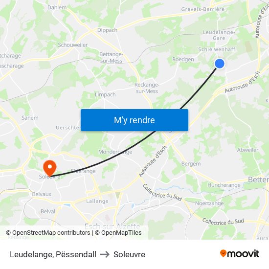Leudelange, Pëssendall to Soleuvre map