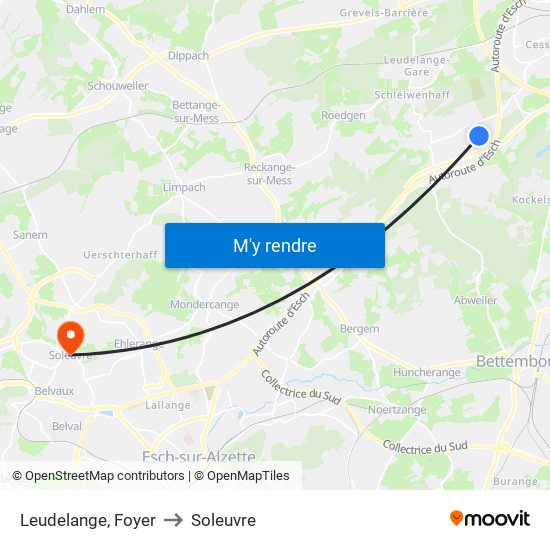Leudelange, Foyer to Soleuvre map
