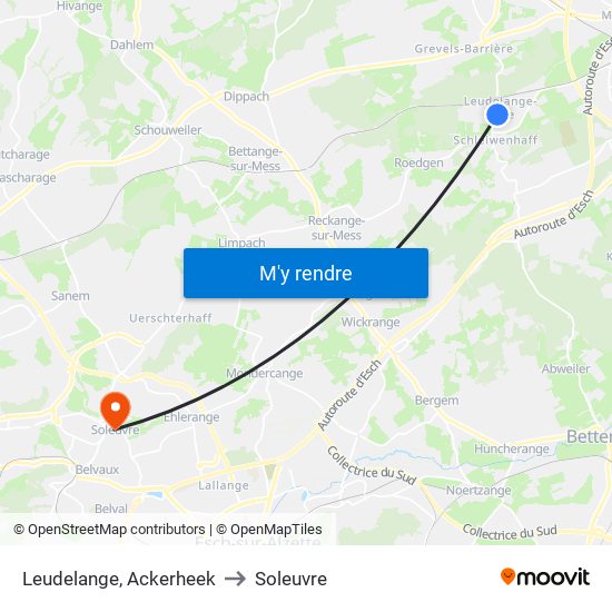 Leudelange, Ackerheek to Soleuvre map