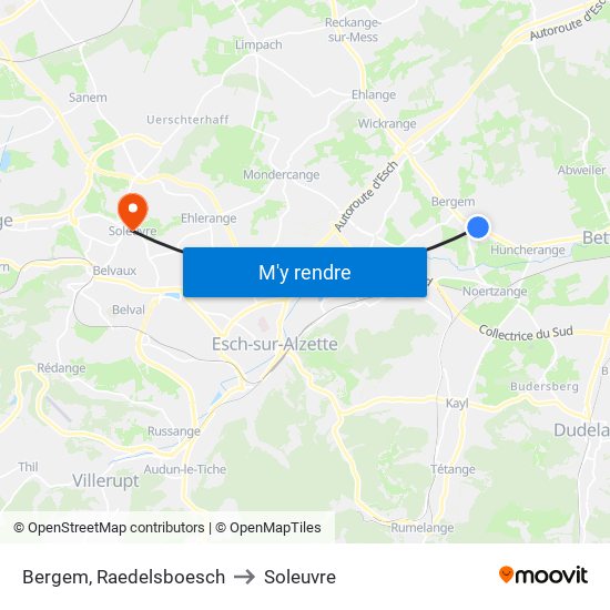 Bergem, Raedelsboesch to Soleuvre map