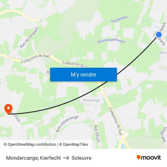 Mondercange, Kierfecht to Soleuvre map
