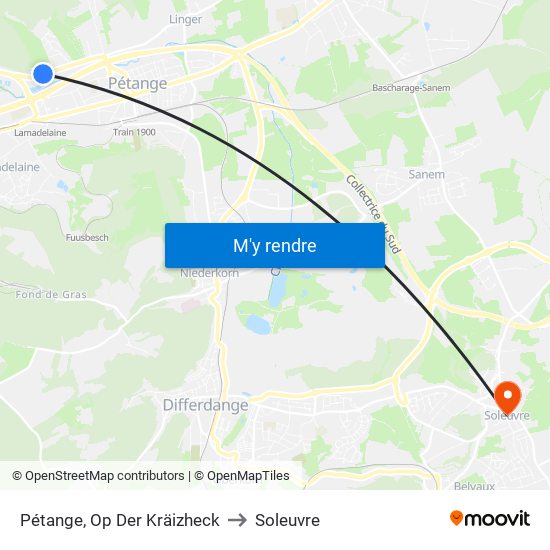 Pétange, Op Der Kräizheck to Soleuvre map