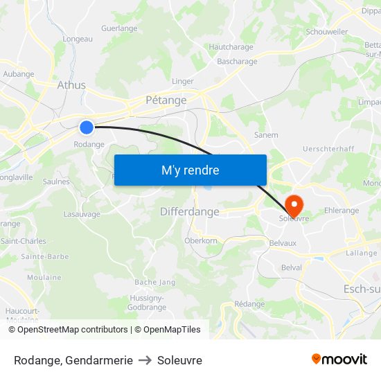 Rodange, Gendarmerie to Soleuvre map