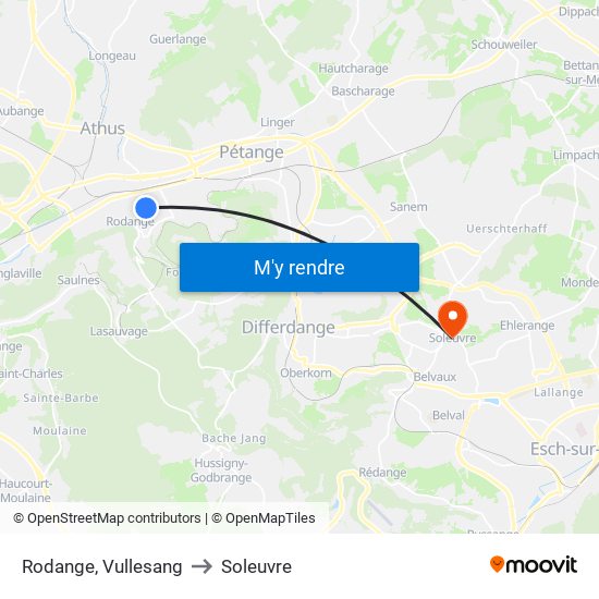 Rodange, Vullesang to Soleuvre map