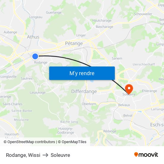 Rodange, Wissi to Soleuvre map
