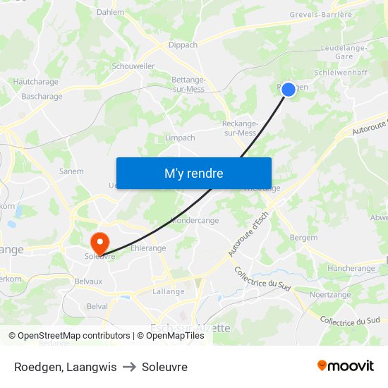 Roedgen, Laangwis to Soleuvre map