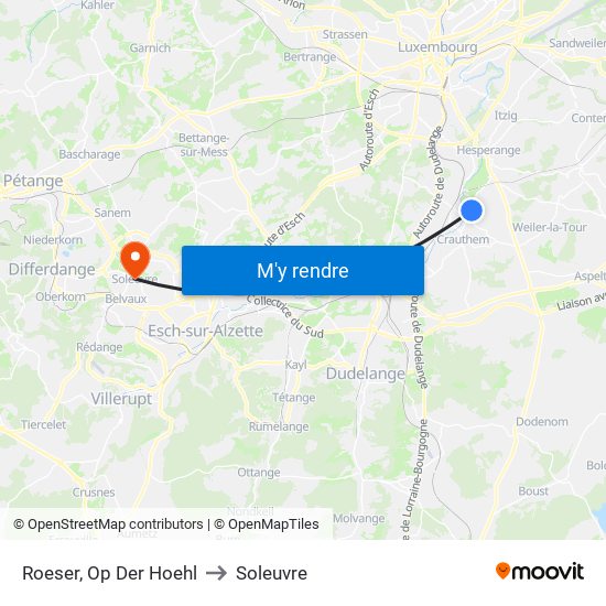 Roeser, Op Der Hoehl to Soleuvre map