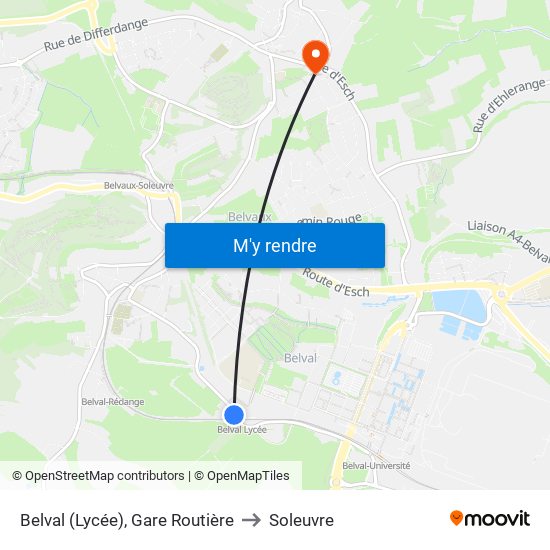 Belval (Lycée), Gare Routière to Soleuvre map