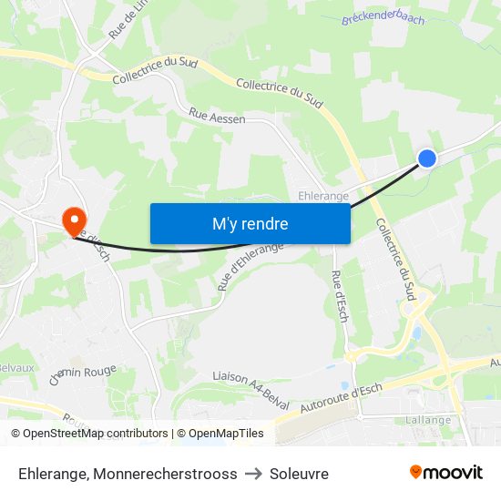 Ehlerange, Monnerecherstrooss to Soleuvre map