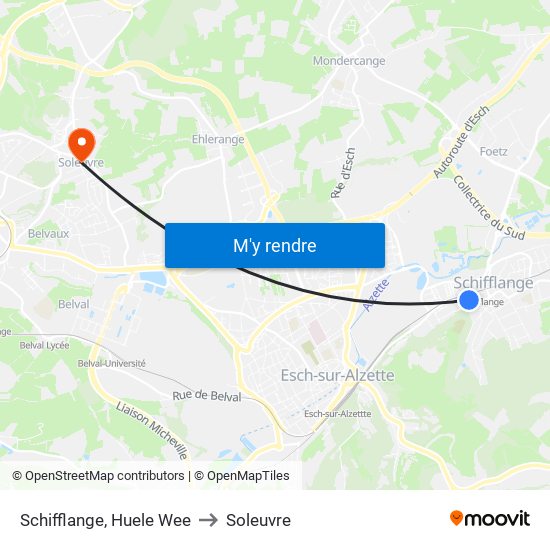 Schifflange, Huele Wee to Soleuvre map