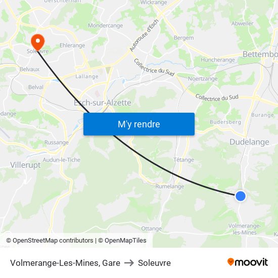 Volmerange-Les-Mines, Gare to Soleuvre map