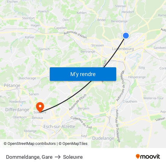 Dommeldange, Gare to Soleuvre map