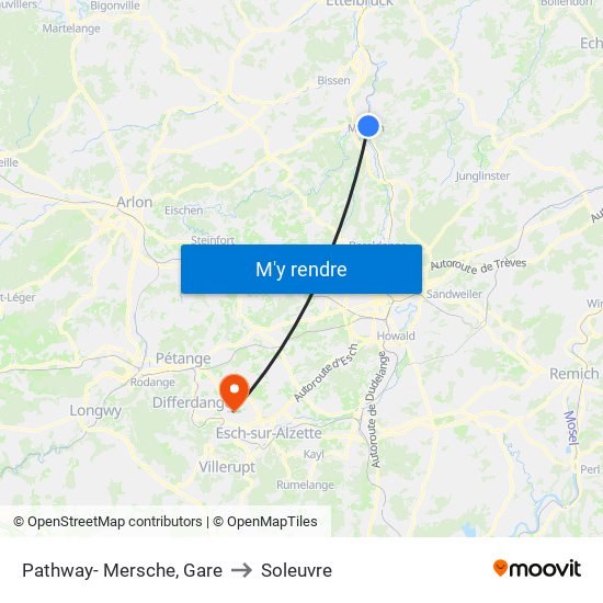Pathway- Mersche, Gare to Soleuvre map