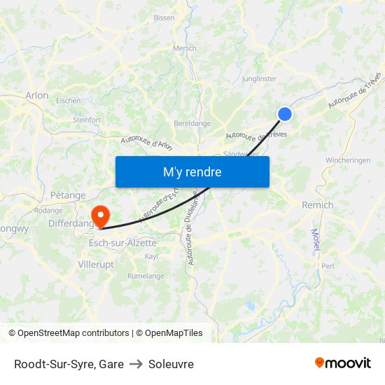 Roodt-Sur-Syre, Gare to Soleuvre map