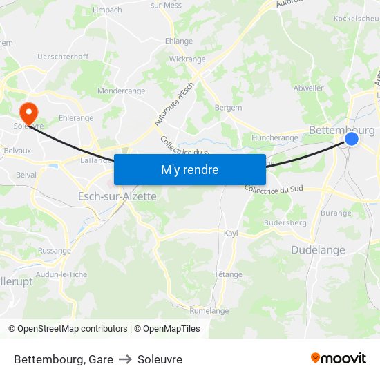 Bettembourg, Gare to Soleuvre map