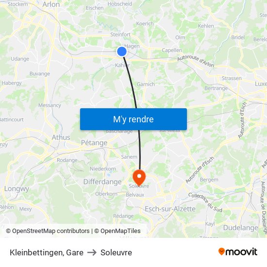 Kleinbettingen, Gare to Soleuvre map