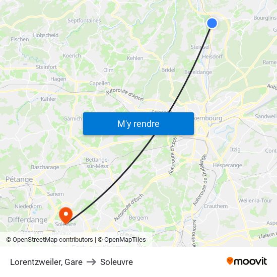 Lorentzweiler, Gare to Soleuvre map