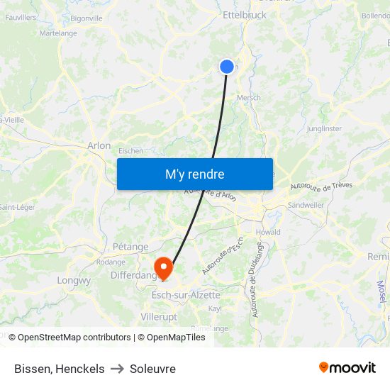 Bissen, Henckels to Soleuvre map