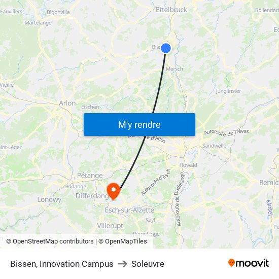 Bissen, Innovation Campus to Soleuvre map