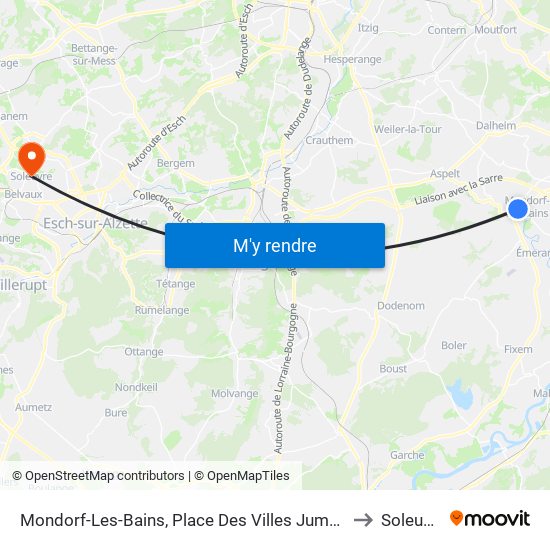 Mondorf-Les-Bains, Place Des Villes Jumelées to Soleuvre map