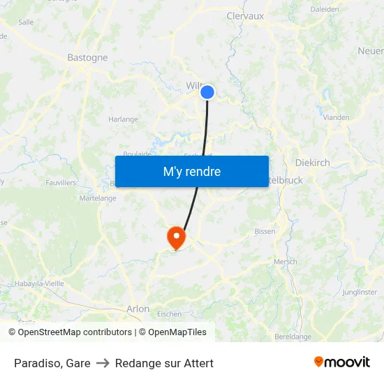 Paradiso, Gare to Redange sur Attert map