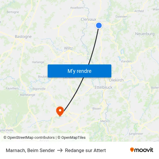 Marnach, Beim Sender to Redange sur Attert map
