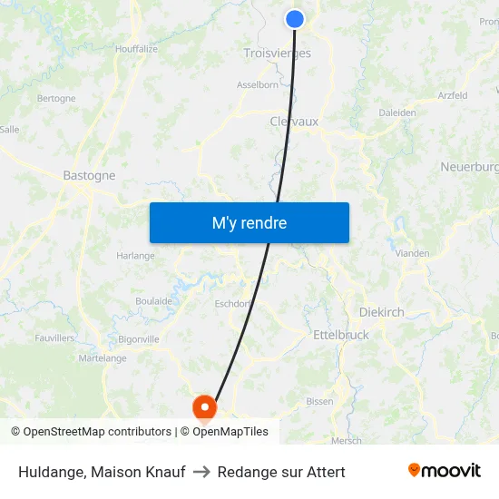 Huldange, Maison Knauf to Redange sur Attert map