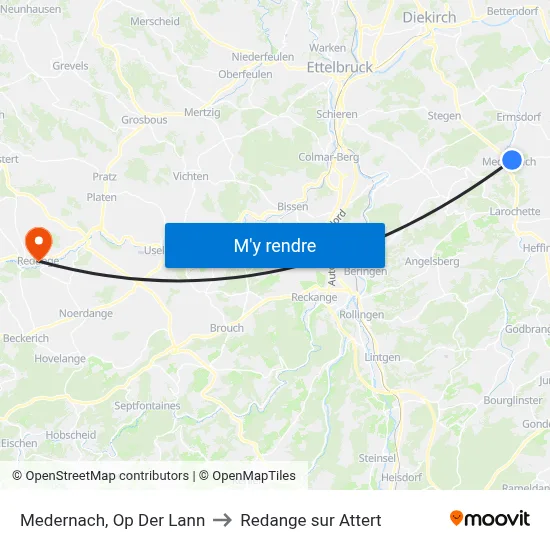Medernach, Op Der Lann to Redange sur Attert map