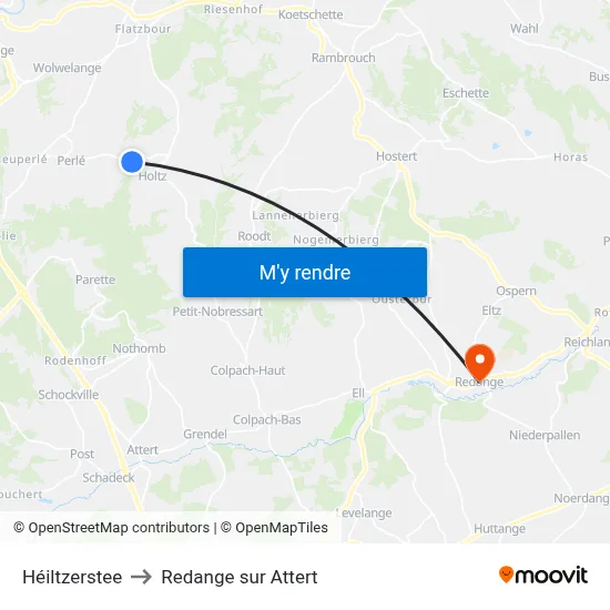 Héiltzerstee to Redange sur Attert map