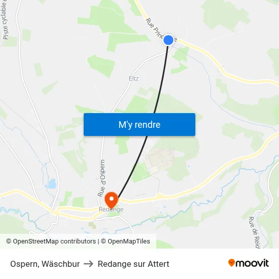 Ospern, Wäschbur to Redange sur Attert map