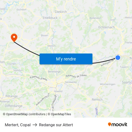 Mertert, Copal to Redange sur Attert map