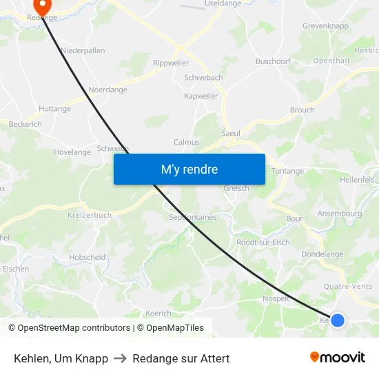 Kehlen, Um Knapp to Redange sur Attert map